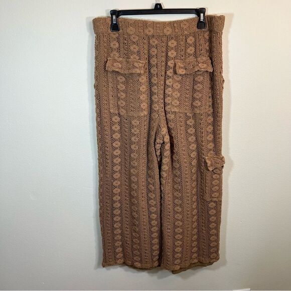 By Anthropologie Lace Cargo Pants Brown Knit Large - Picture 7 of 13